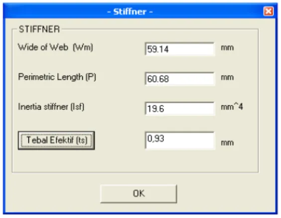 Gambar 4.11. Input Parameter Tebal Efektif(ts) 