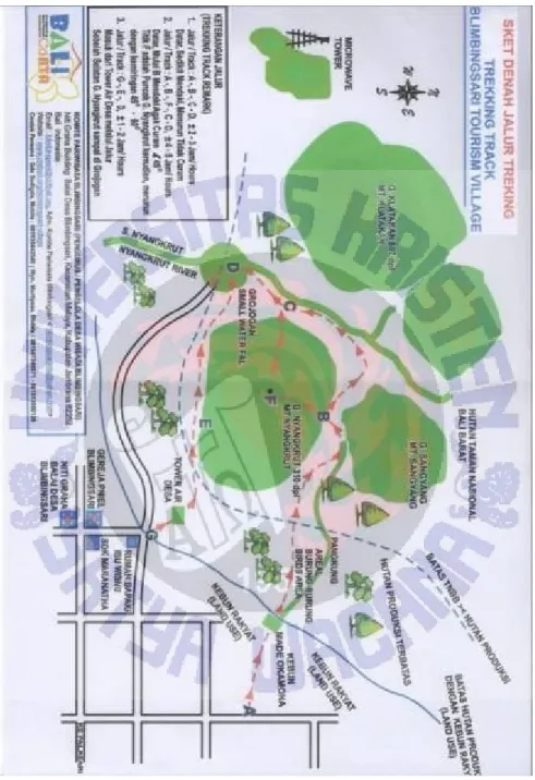 Gambar 6.4. Denah Sket Jalur Treking, Desa Wisata Blimbingsari,   Kecamatan Melaya, Kabupaten Jembrana, Bali