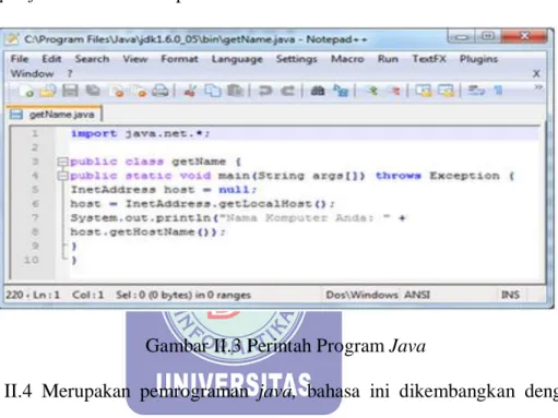 Gambar II.3 Perintah Program Java 