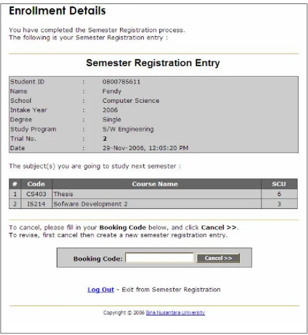 Gambar 3.12 Tampilan Enrollment Details 