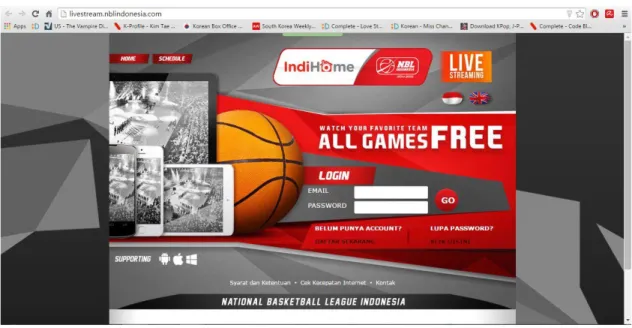 Gambar 4.3 Tampilan Live Streaming National Basketball League Indonesia  (page 1) 