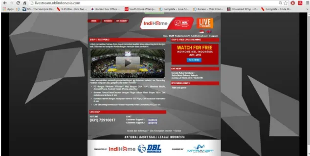 Gambar 4.4 Tampilan Live Streaming National Basketball League Indonesia  (page 2) 