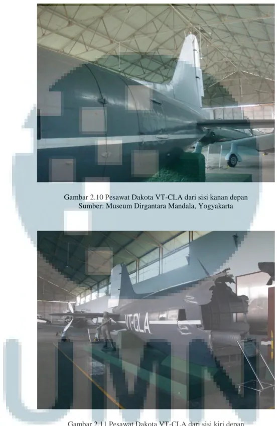 Gambar 2.10 Pesawat Dakota VT-CLA dari sisi kanan depan Sumber: Museum Dirgantara Mandala, Yogyakarta