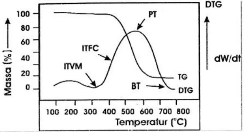 Gambar 2.5. Grafik hubungan temperatur dengan laju penurunan massa  (Othman, N. F., 2003) 