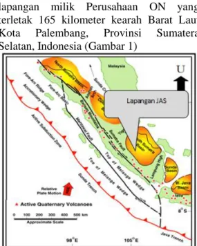 Gambar  1.  Posisi  Cekungan  Sumatera  Selatan dan Lokasi Lapangan JAS 