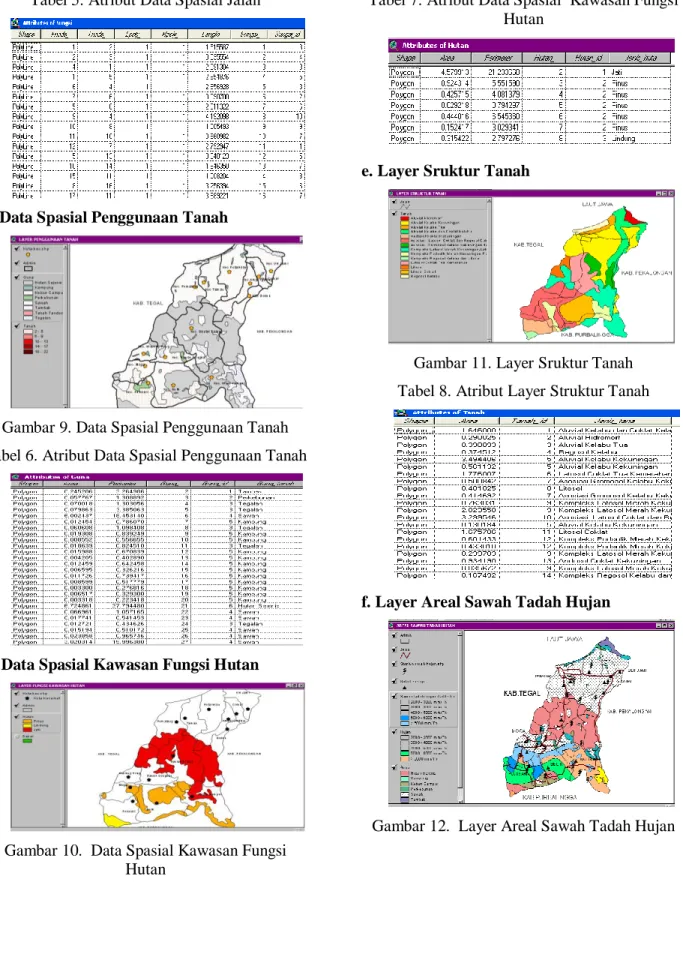Gambar 9. Data Spasial Penggunaan Tanah  Tabel 6. Atribut Data Spasial Penggunaan Tanah 