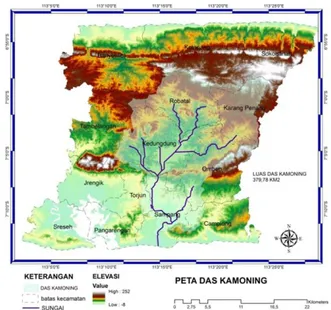 Gambar 6. Diagram persentase luas  kecamatan dalam DAS Kamoning  Kabuapten Sampang dengan analisis  SIG 