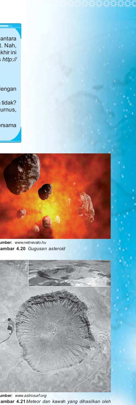 Gambar 4.21 Meteor dan kawah yang dihasilkan olehmeteorit di Arizona, Amerika Serikat.