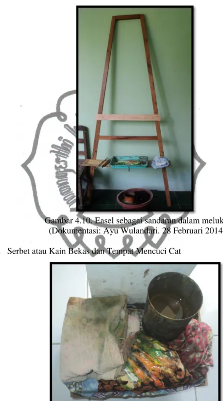 Gambar 4.10. Easel sebagai sandaran dalam melukis  (Dokumentasi: Ayu Wulandari. 28 Februari 2014)  h