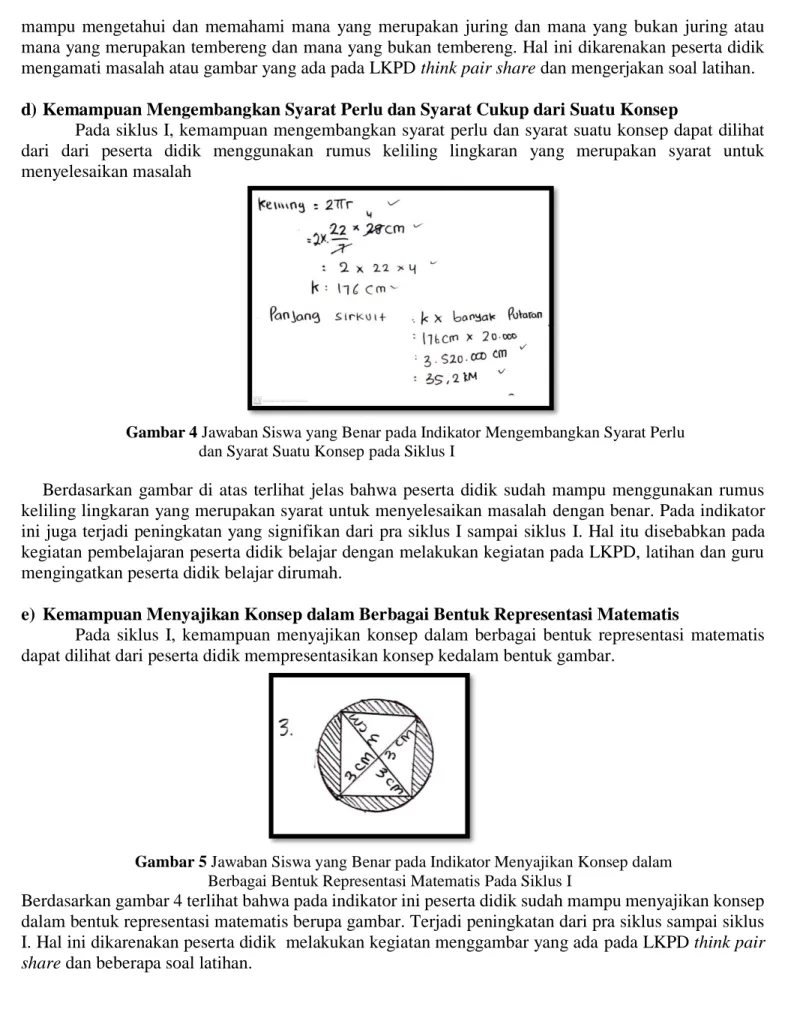 Gambar 5 Jawaban Siswa yang Benar pada Indikator Menyajikan Konsep dalam                                          Berbagai Bentuk Representasi Matematis Pada Siklus I 