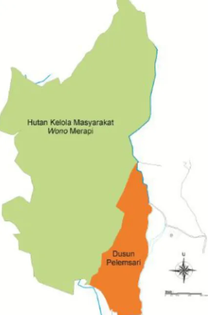 Gambar  6.  Dusun  Pelemsari  terkumpul  dalam  satu  Dusun  dan  tanah  garapan  berada  di  luar  Dusun