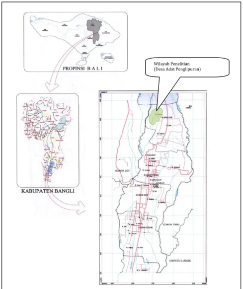 Gambar 5  Peta Lokasi Desa Adat Penglipuran  Penggunaan  lahan  di  Desa  Penglipuran  dapat 