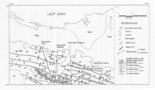 Gambar 2.5. Struktur Geologi Daerah Semarang dan Sekitarnya (Marsudi, 2000) 