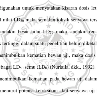 Tabel I. Kriteria Derajat Toksisitas (Loomis, 1978) 