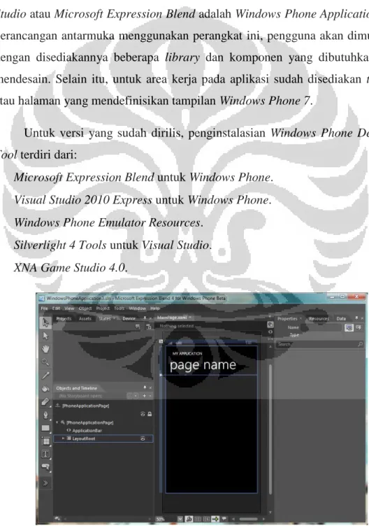 Gambar 2.7. Antarmuka pengguna Windows Phone 7 pada Expression Blend 
