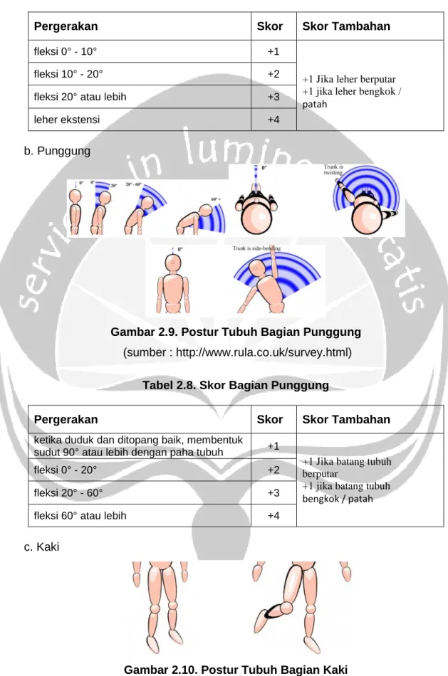 Tabel 2.7. Skor Bagian Leher 