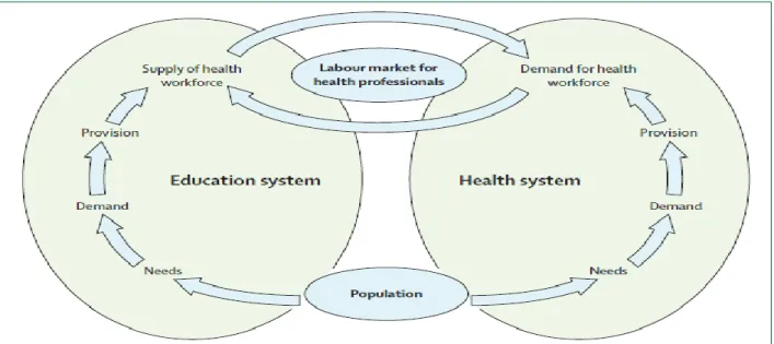 Gambar 1.3 : Keterkaitan antara Sub-Sistem Pendidikan Profesi Kesehatan dengan                            Sistem Kesehatan  [13] 