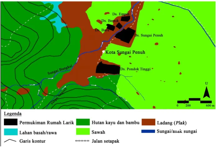 Gambar 6. Peta tipe karakter lanskap budaya rumah larik Kota Sungai Penuh 
