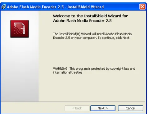 Gambar 4.13 Instalasi Adobe Flash Me dia Encode r – Tampilan Awal 