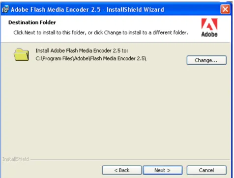 Gambar 4.15 Instalasi Adobe Flash Me dia Encode r – Folder Instalasi 