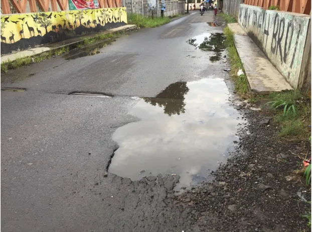 Gambar  2.1 Genangan air di ruas Jalan Sariwangi Cimahi, Jawa Barat,  Indonesia 