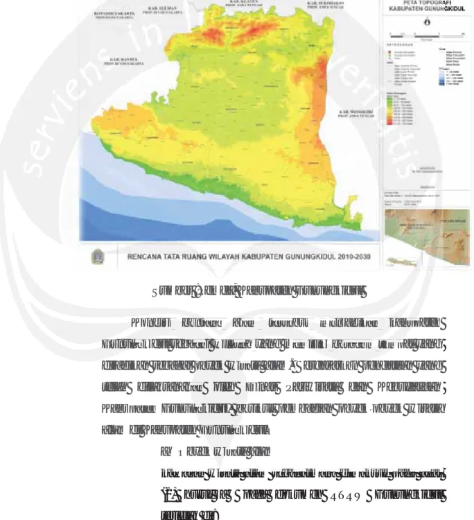 Gambar 1.1 Peta Topografi Kabupaten Gunungkidul   