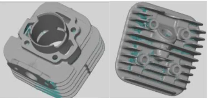 Gambar 3. Proses scanning                        Gambar 4. Data stl blok silinder &amp; Comp.Head   h