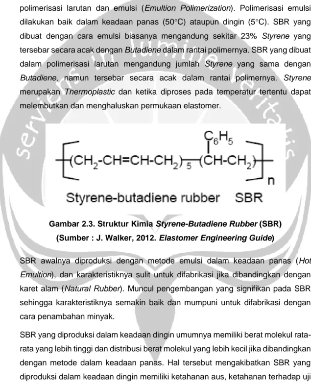 Gambar 2.3. Struktur Kimia Styrene-Butadiene Rubber (SBR)  (Sumber : J. Walker, 2012. Elastomer Engineering Guide) 