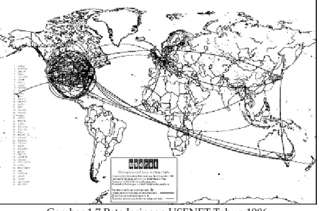 Gambar 1.7 Peta Jaringan USENET Tahun 1986  Sumber: www.cybergeography.org/atlas/historical.html 