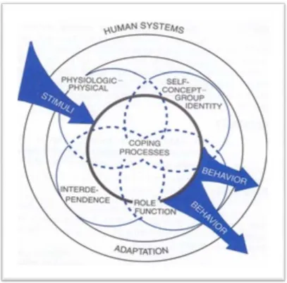 Gambar 2.4 Diagram yang mewakili sistem adaptasi manusia (Tomey, 2006)  Manusia sebagai suatu kesatuan terdiri dari enam  subsistem