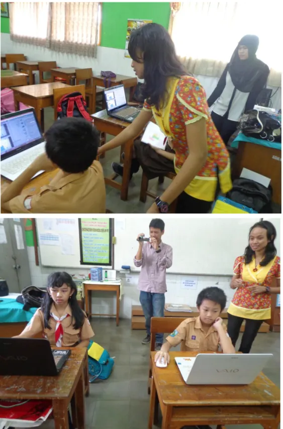 Gambar 4.8. Tim penguji game melakukan ujicoba pada siswa SDK Raja Surabaya 