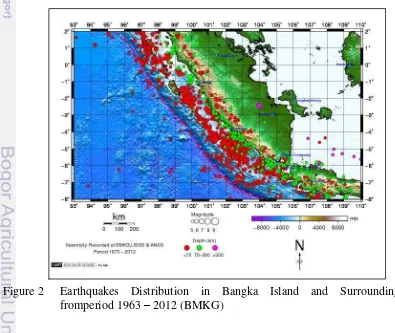 Figure 2  Earthquakes Distribution in Bangka Island and Surrounding   