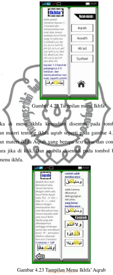 Gambar 4.22 Tampilan menu Ikhfa’ 