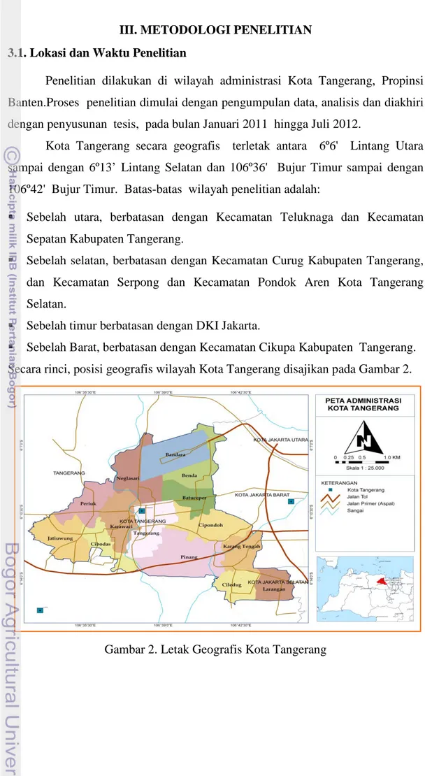 Gambar 2. Letak Geografis Kota Tangerang 
