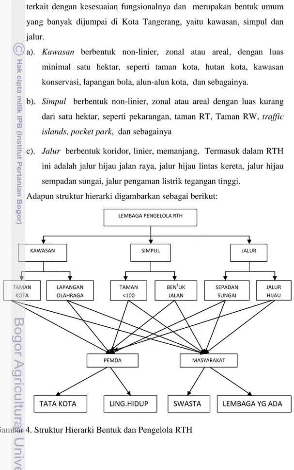 Gambar 4. Struktur Hierarki Bentuk dan Pengelola RTH 
