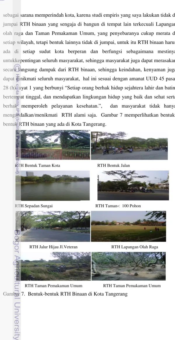 Gambar 7.  Bentuk-bentuk RTH Binaan di Kota Tangerang 