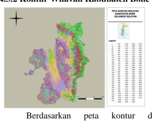 Gambar 4.5 Peta Kontur Wilayah   Kabupaten Bone 