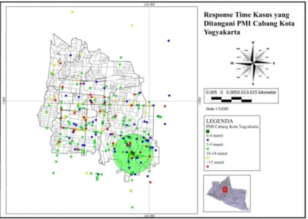 Gambar 2. Peta Response Time Kasus yang Ditangani PMI Cabang Kota Yogyakarta 