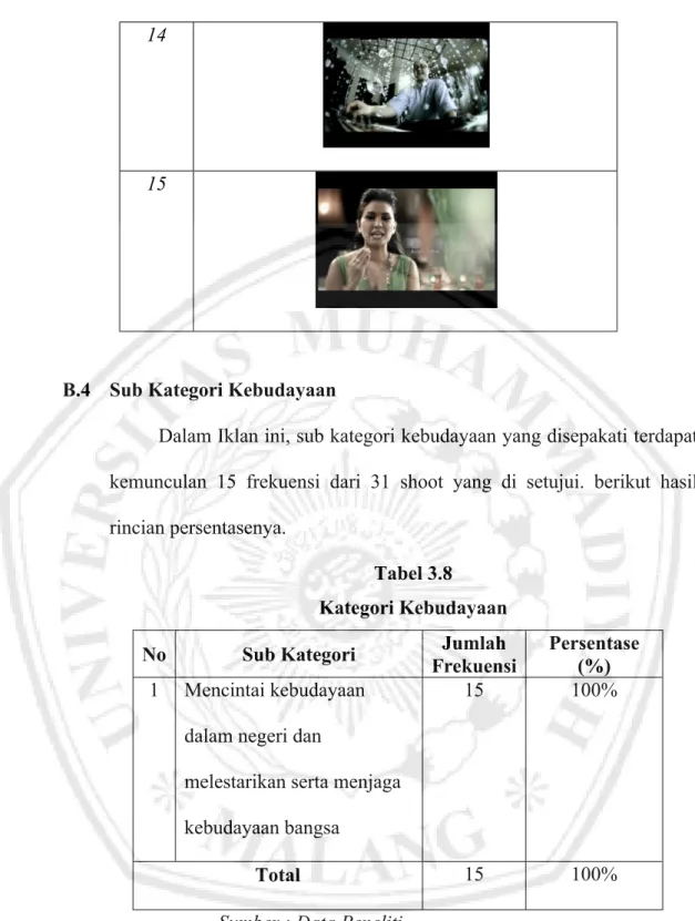 Tabel 3.8  Kategori Kebudayaan