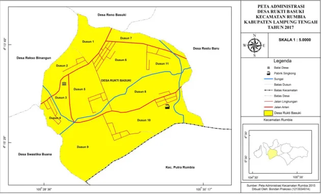 Gambar 1. Peta Administrasi Desa Rukti Basuki  Secara  sosial  ekonomi  Desa  Rukti 