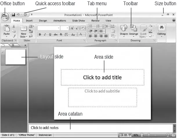Gambar 1.31.Tampilan program aplikasi Microsoft PowerPoint 2007