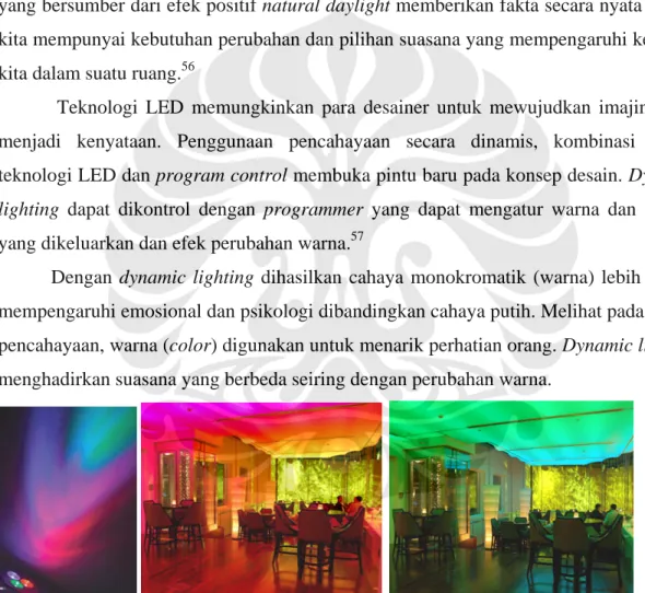 Gambar III.12. Dynamic lighting  pada interior Restoran Park Hyatt. (sumber: www.colorkinetics.com) 