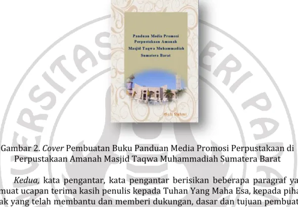 Gambar 2. Cover Pembuatan Buku Panduan Media Promosi Perpustakaan di  Perpustakaan Amanah Masjid Taqwa Muhammadiah Sumatera Barat 