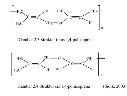 Gambar 2.3 Struktur trans 1,4-poliisoprena 