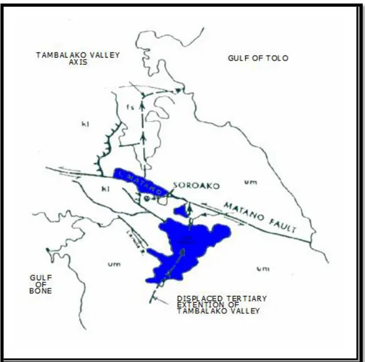 Gambar 2. Geologi Struktur Danau Matano - Sorowako dan sekitarnya                 (Golightly, 1979)