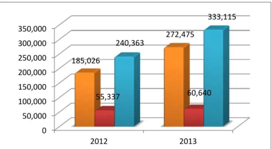 Grafik Pertumbuhan Liabilitas Lancar, Liabilitas Tidak Lancar dan Total Liabilitas   (dalam jutaan Rupiah)  Untuk Tahun‐tahun Yang Berakhir pada Tanggal 31 Desember 2013 dan 2012                   C.        Ekuitas      Ekuitas Perusahaan dan Anak Perusaha