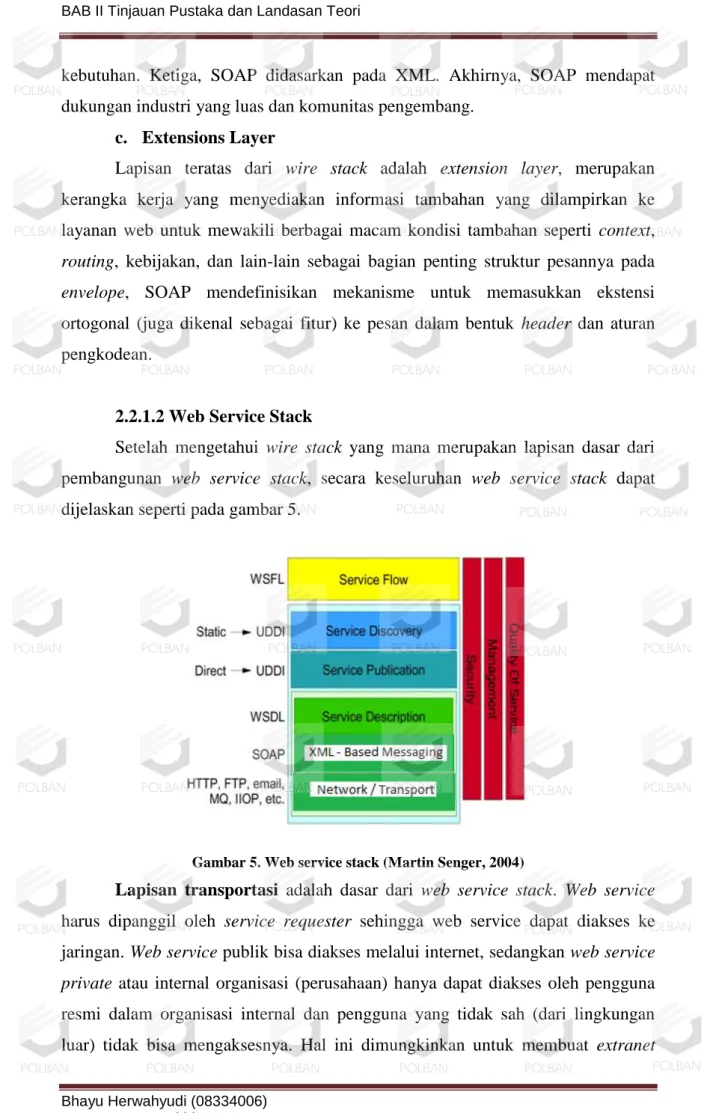 Gambar 5. Web service stack (Martin Senger, 2004) 