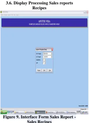 Figure 9. Interface Form Sales Report -  Sales Recipes 