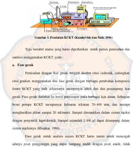 Gambar 3. Peralatan KCKT (Kazakevich dan Nair, 1996) 