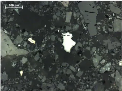 Gambar  4.24-4.29,  memperlihatkan  mineral-mineral  sulfidis  yang  terlihat  dalam  pengamatan  mikroskop  optik,  Mineral-mineral  sulfida sudah dalam keadaan terliberasi